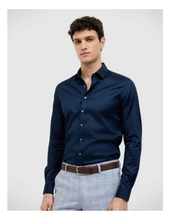 Accent Stretch Long Sleeve Shirt in Navy