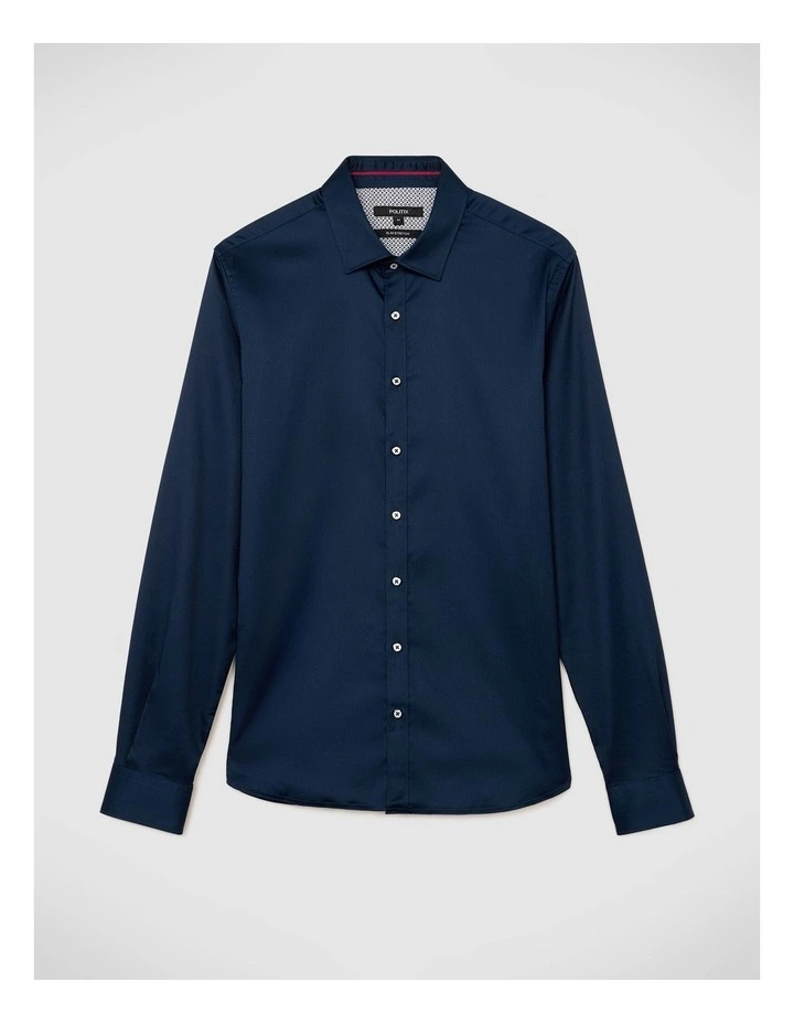 Accent Stretch Long Sleeve Shirt in Navy image 2