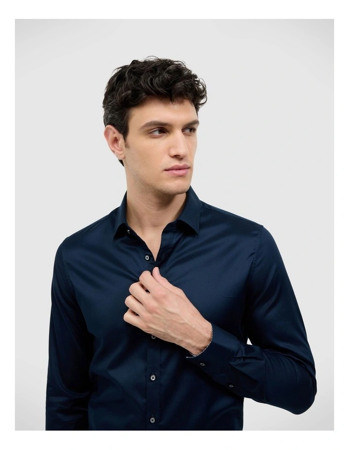 Accent Stretch Long Sleeve Shirt in Navy image 3