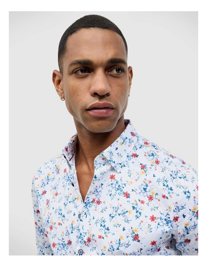 Fusion Floral Long Sleeve Shirt in Blue image 1