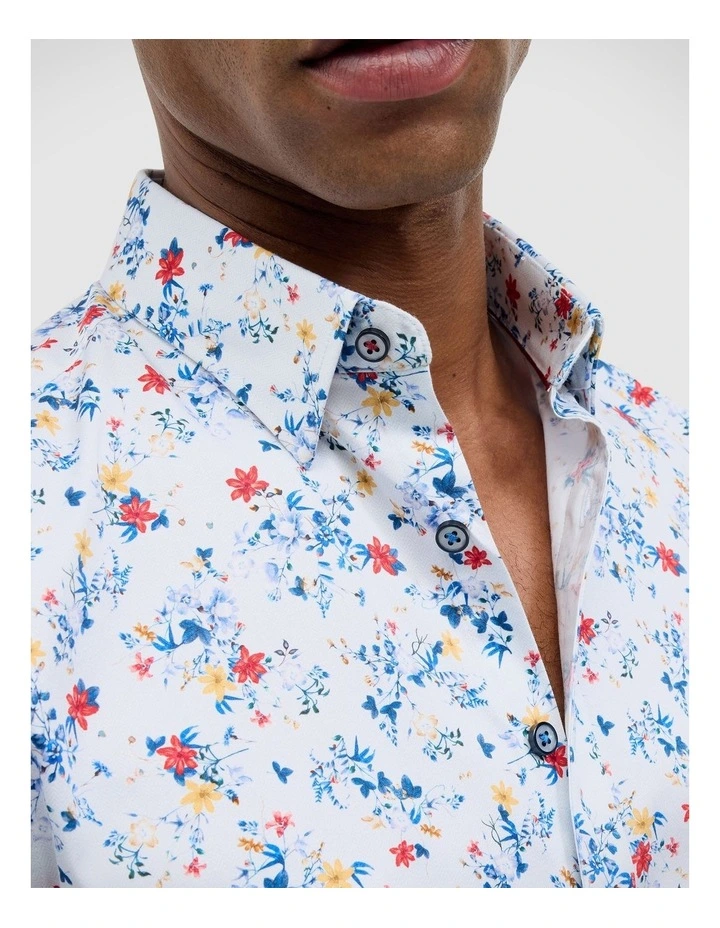 Fusion Floral Long Sleeve Shirt in Blue image 4