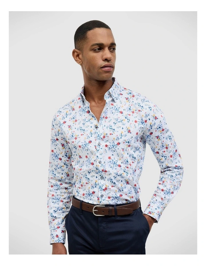 Fusion Floral Long Sleeve Shirt in Blue image 5