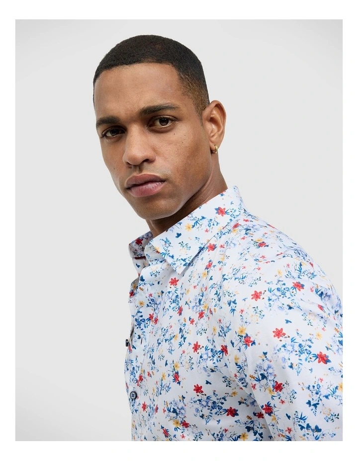 Fusion Floral Long Sleeve Shirt in Blue image 6