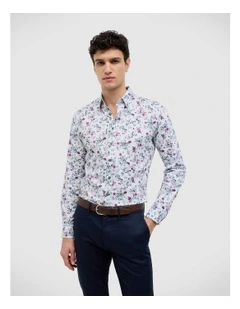 Fusion Floral Long Sleeve Shirt in Magenta