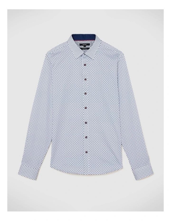 Geo Print Long Sleeve Shirt in Navy image 2