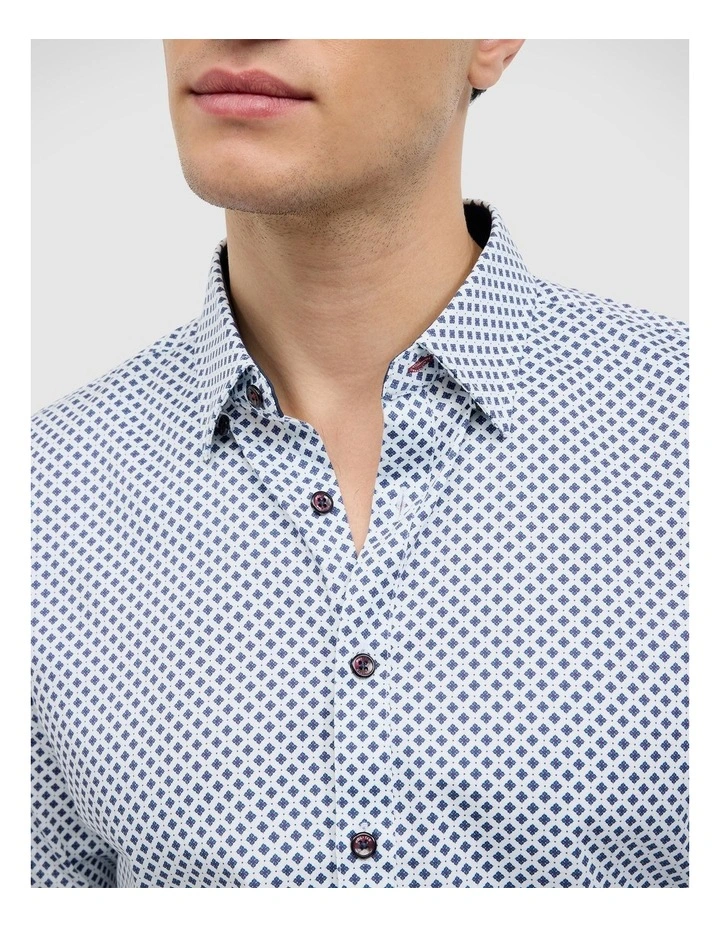 Geo Print Long Sleeve Shirt in Navy image 4