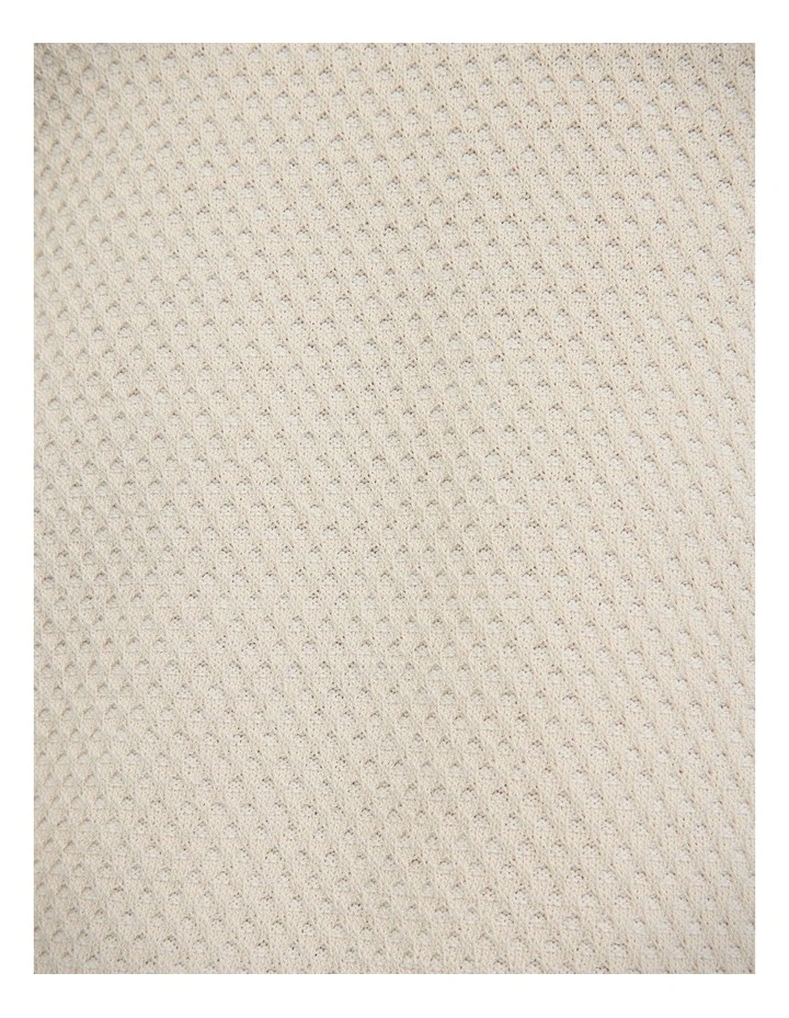 Waffle Lightweight Knit Polo in Natural image 6