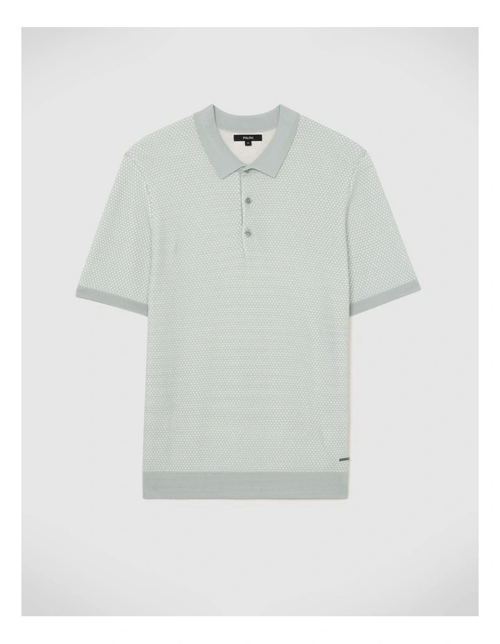 Waffle Lightweight Knit Polo in Sage image 2