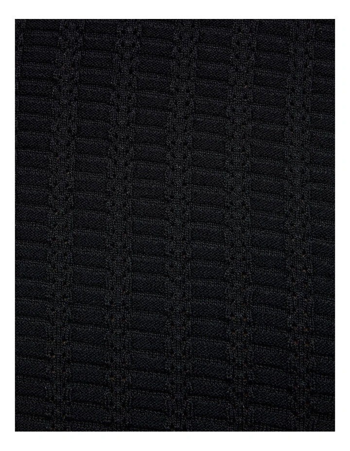 Textured Zip-up Knit Polo in Black image 6