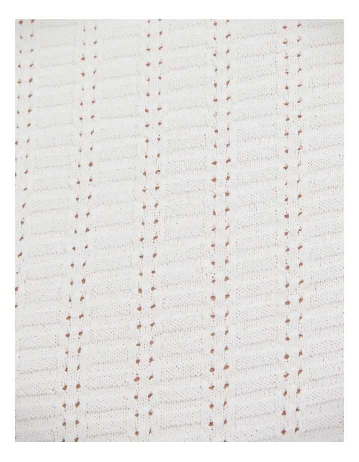 Textured Zip-up Knit Polo in White image 6