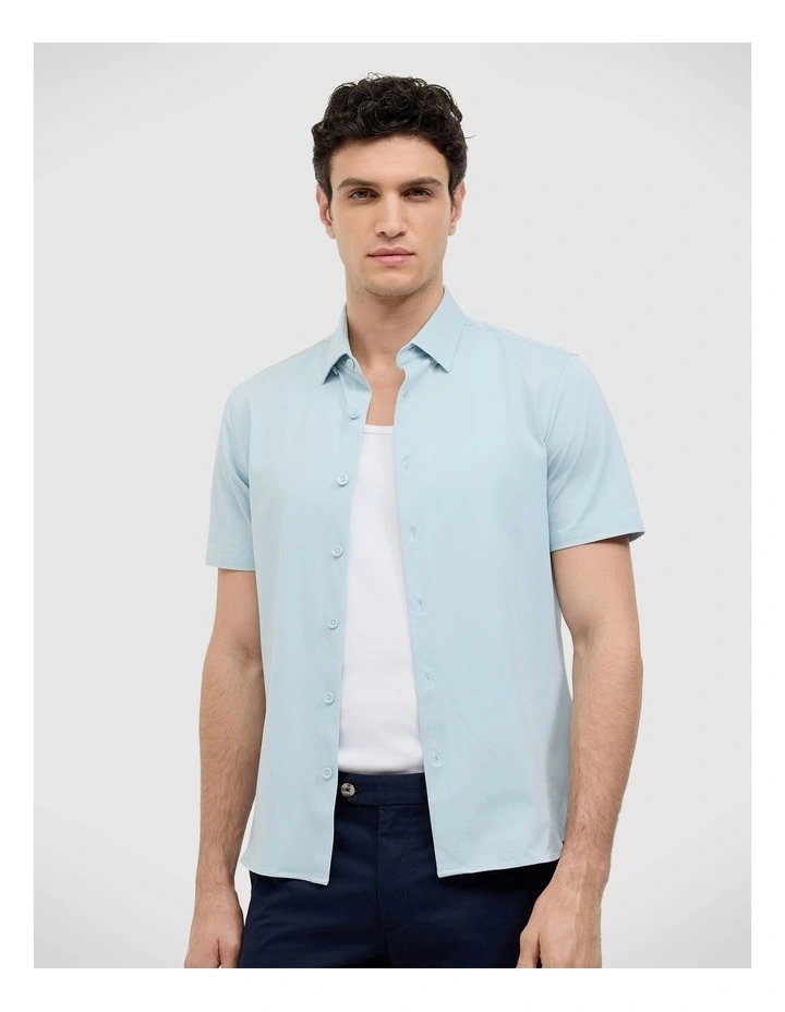 Travel Performance Short Sleeve Shirt in Light Blue image 4