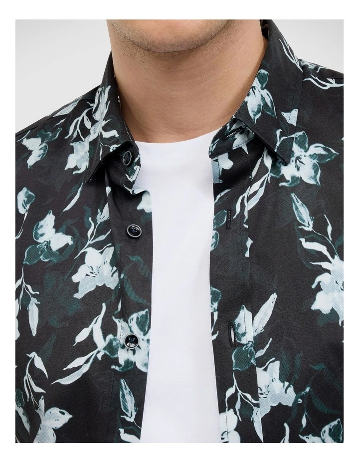 Shadow Floral Short Sleeve Shirt in Black image 4