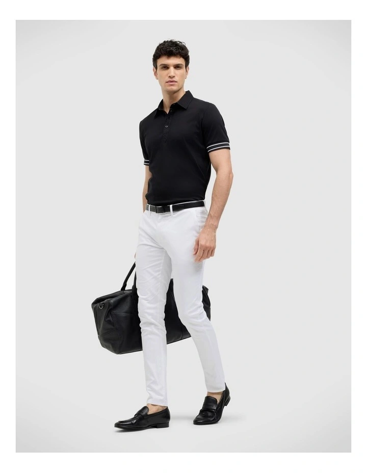 Stripe Travel Polo in Black image 1