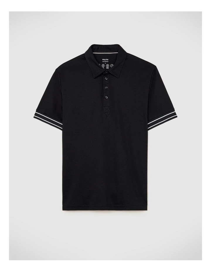 Stripe Travel Polo in Black image 2