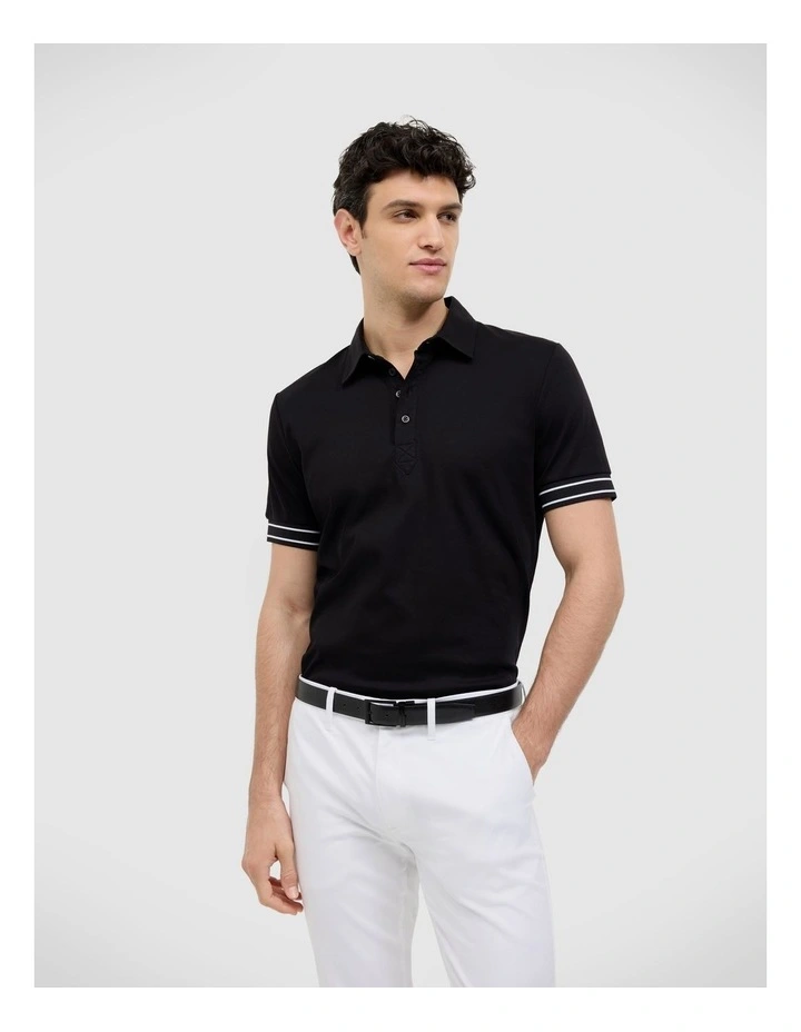 Stripe Travel Polo in Black image 3