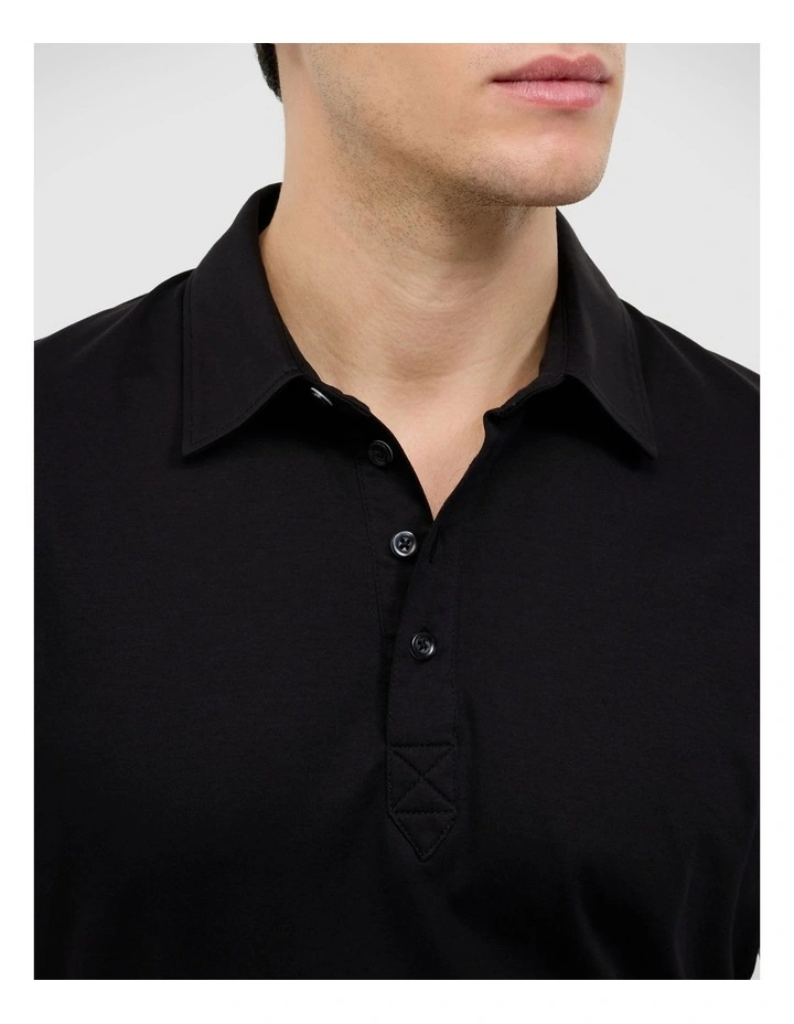 Stripe Travel Polo in Black image 4