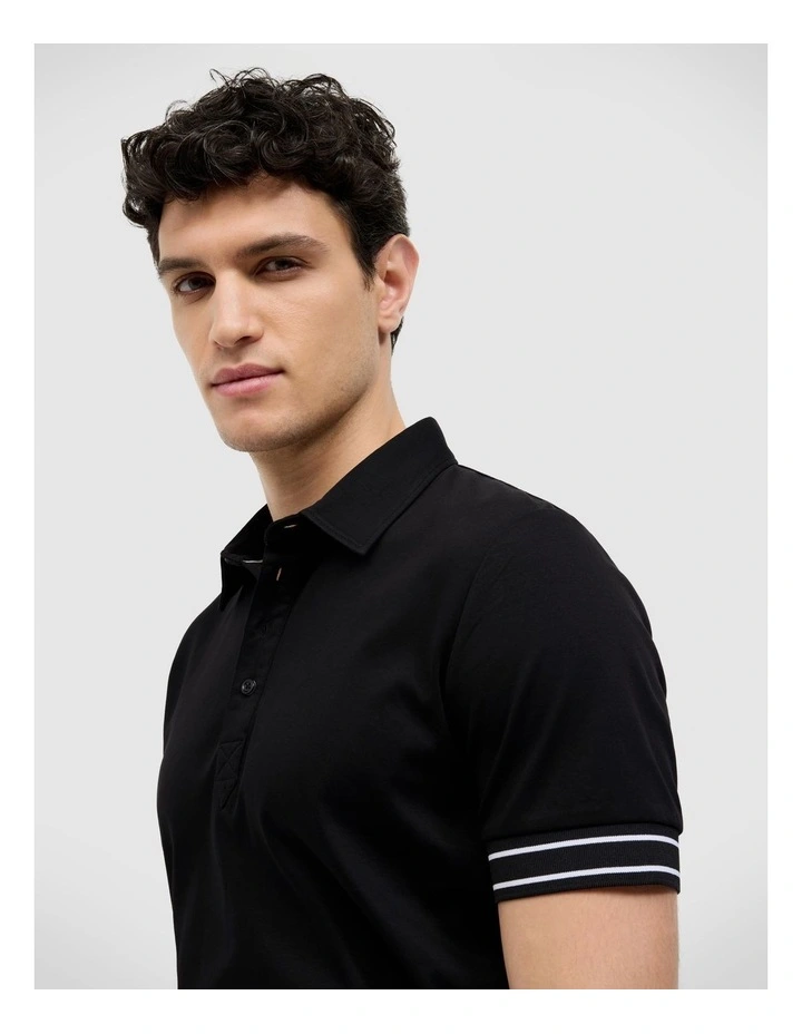 Stripe Travel Polo in Black image 5