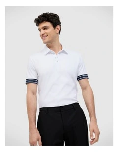 Stripe Travel Polo in White