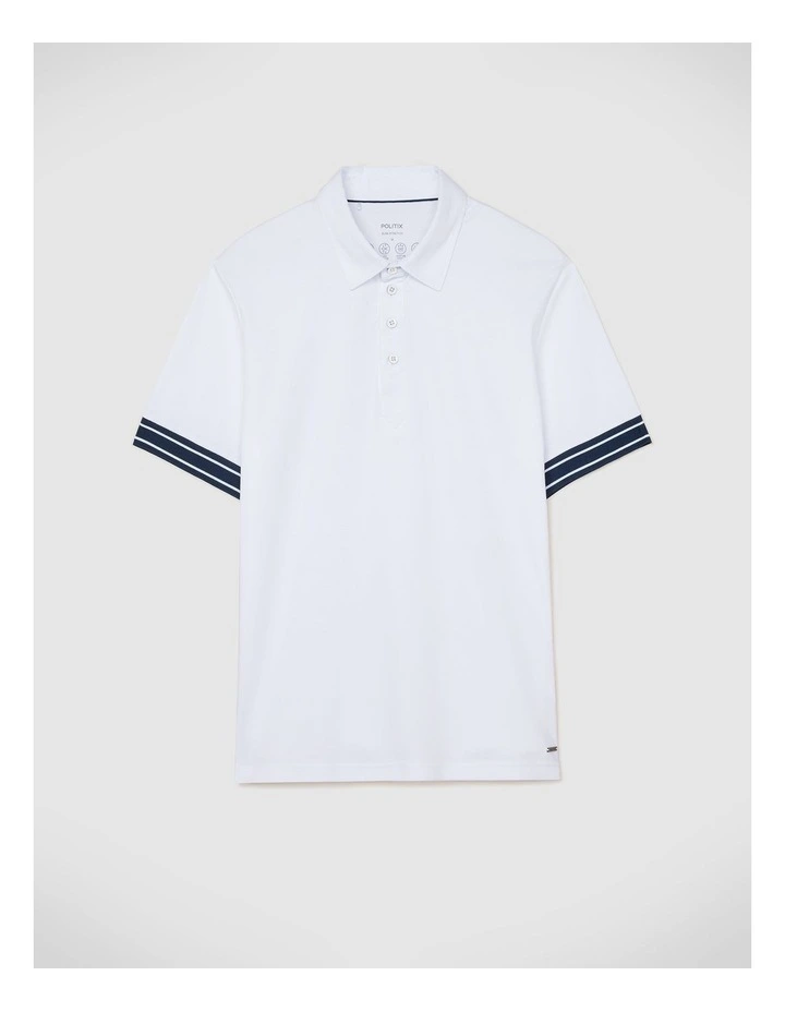 Stripe Travel Polo in White image 2