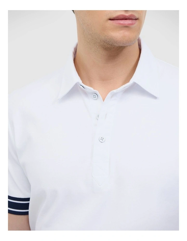 Stripe Travel Polo in White image 4