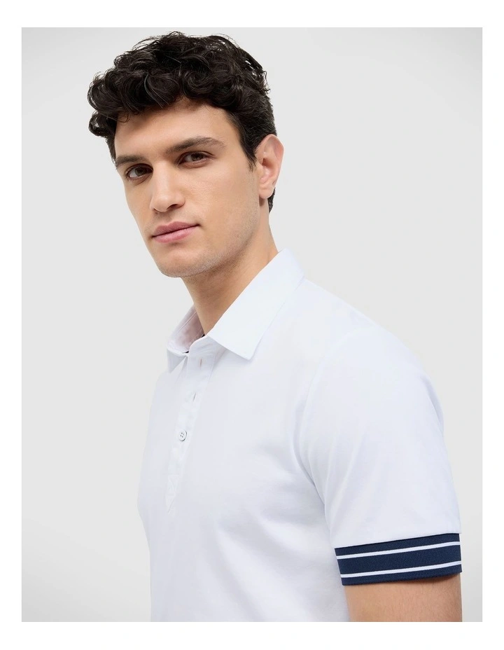 Stripe Travel Polo in White image 5