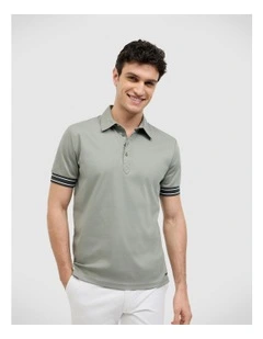 Stripe Travel Polo in Sage