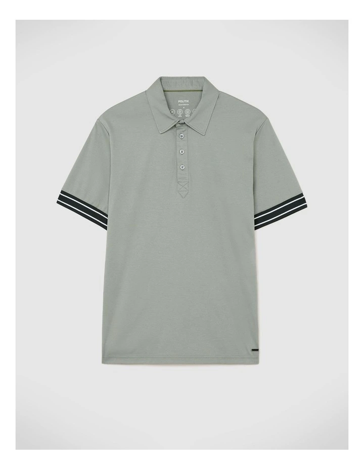 Stripe Travel Polo in Sage image 2