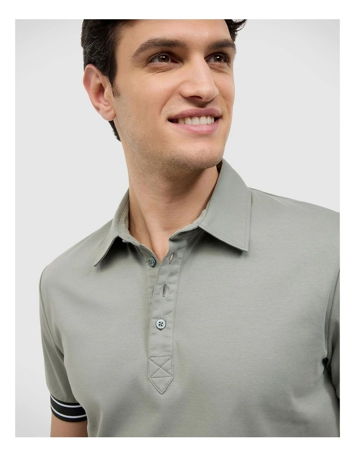 Stripe Travel Polo in Sage image 4