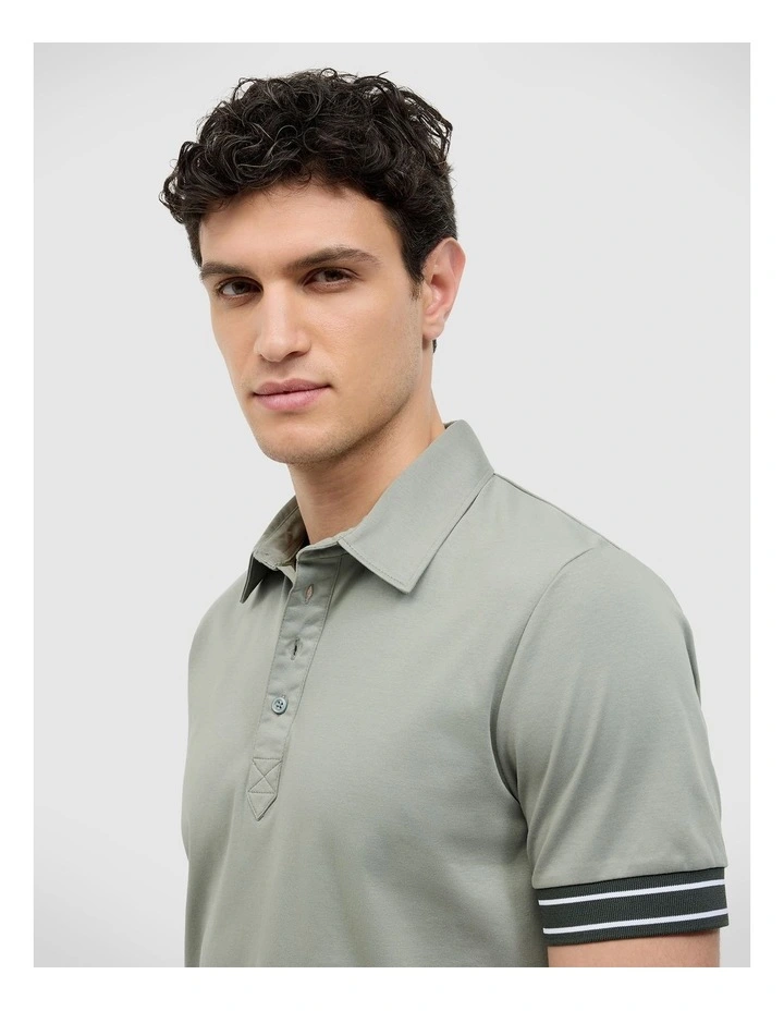 Stripe Travel Polo in Sage image 5