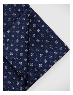 Geo Jacquard Silk Pocket Square in Navy