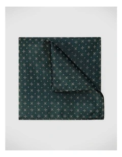 Geo Jacquard Silk Pocket Square in Dark Khaki