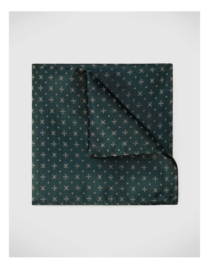 Geo Jacquard Silk Pocket Square in Dark Khaki image 1