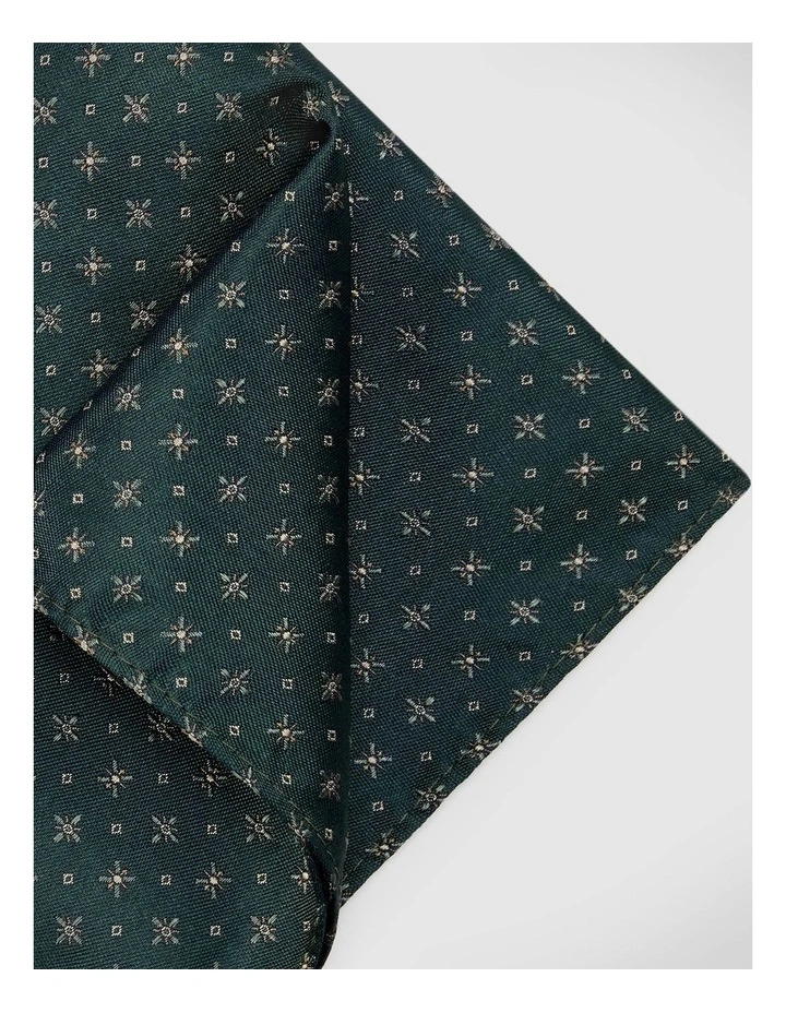 Geo Jacquard Silk Pocket Square in Dark Khaki image 2