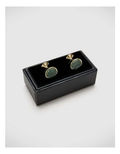 Stone Inlay Cufflinks in Jade