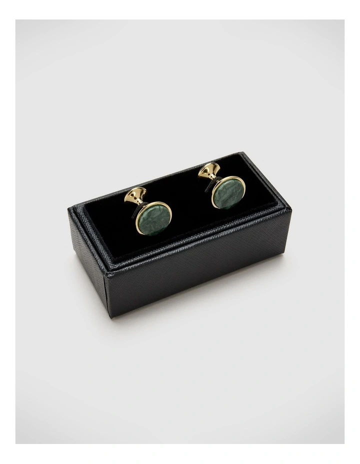 Stone Inlay Cufflinks in Jade image 1