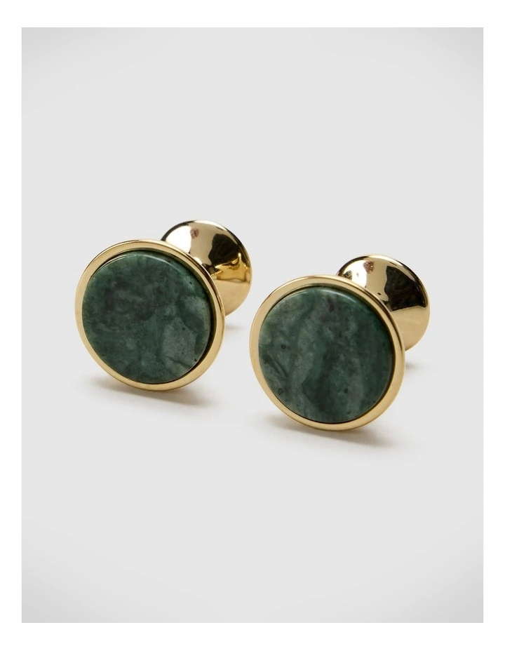 Stone Inlay Cufflinks in Jade image 2