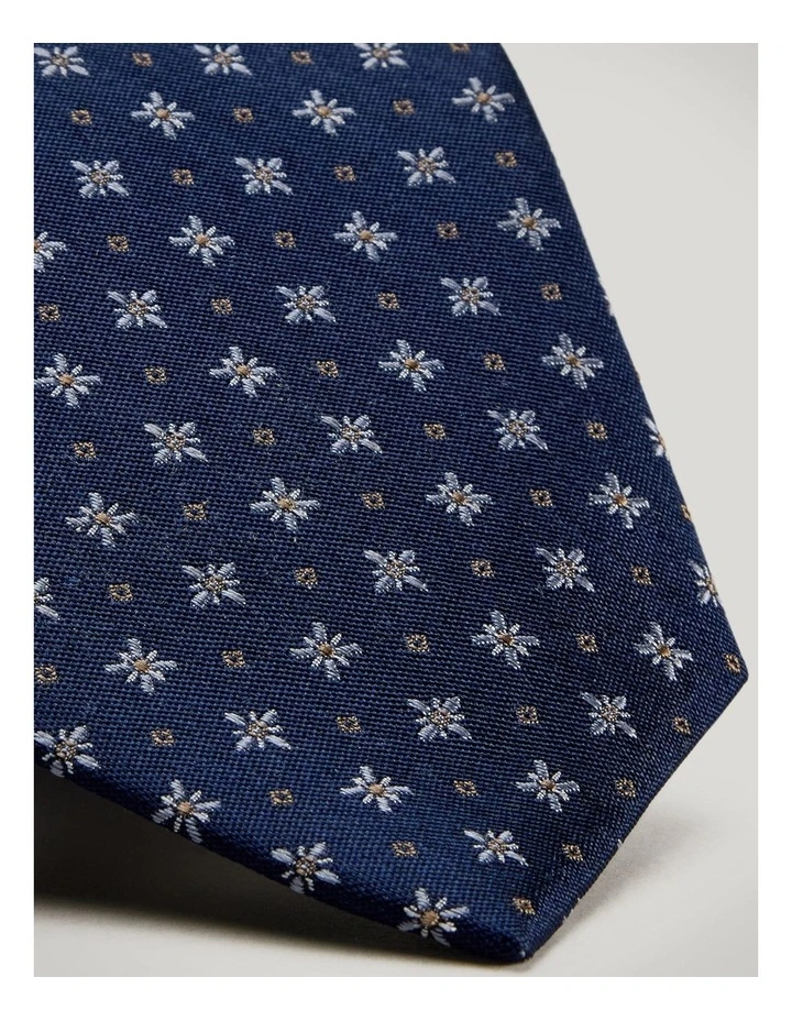Geo Jacquard Silk Tie in Navy image 2