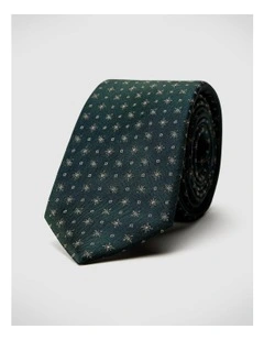 Geo Jacquard Silk Tie in Dark Khaki