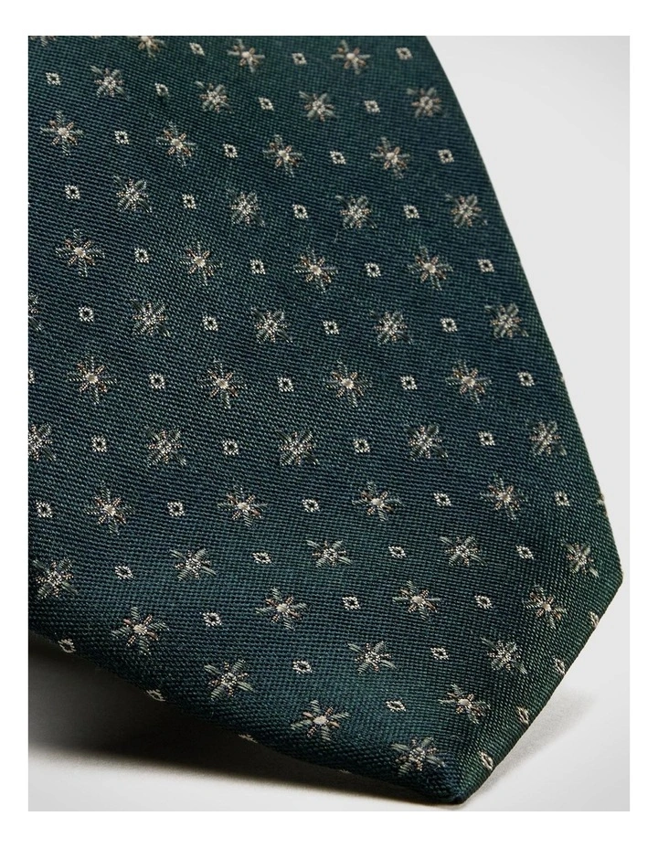 Geo Jacquard Silk Tie in Dark Khaki image 2