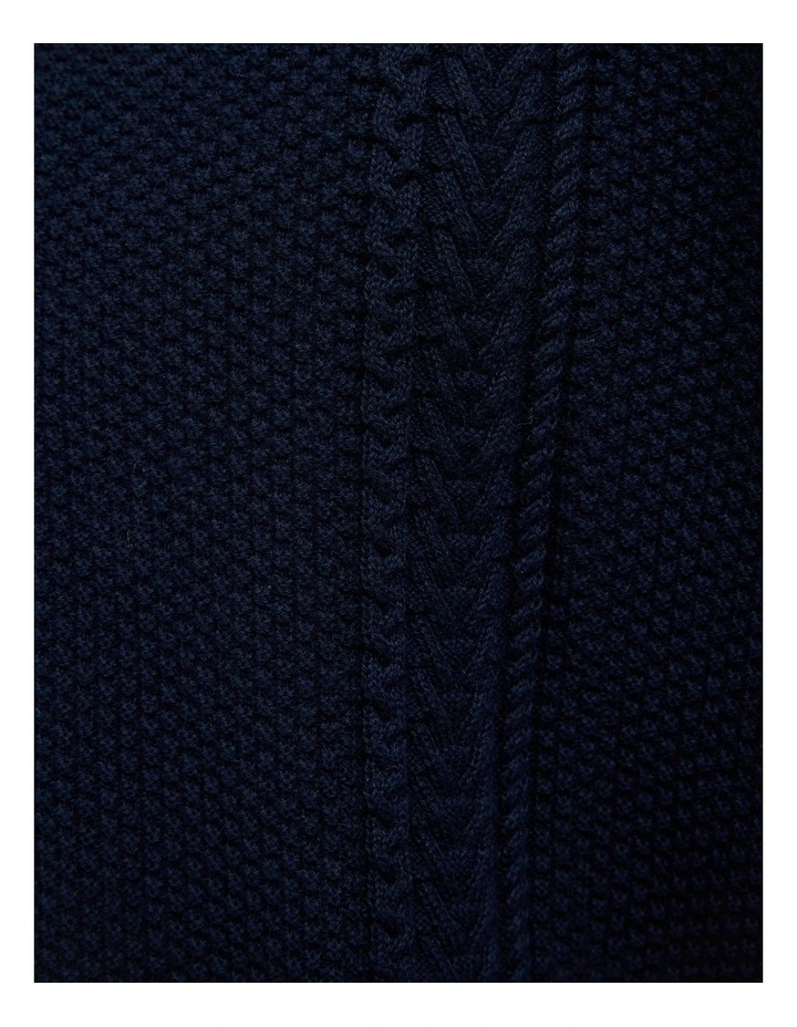 Stripe Button Through Cable Knit in Navy image 6