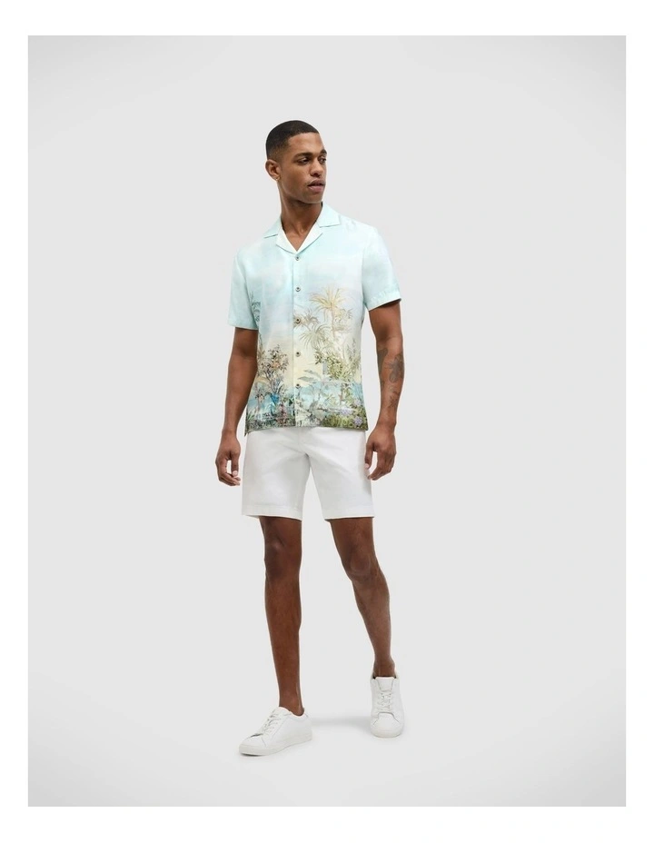 Tropical Printed Short Sleeve Shirt in Light Blue image 3