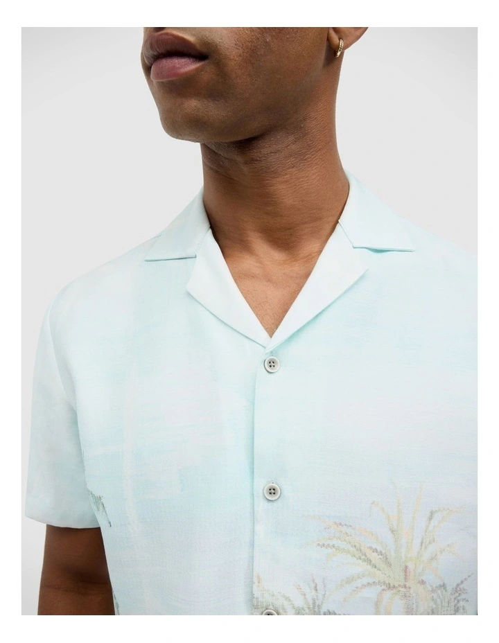 Tropical Printed Short Sleeve Shirt in Light Blue image 4