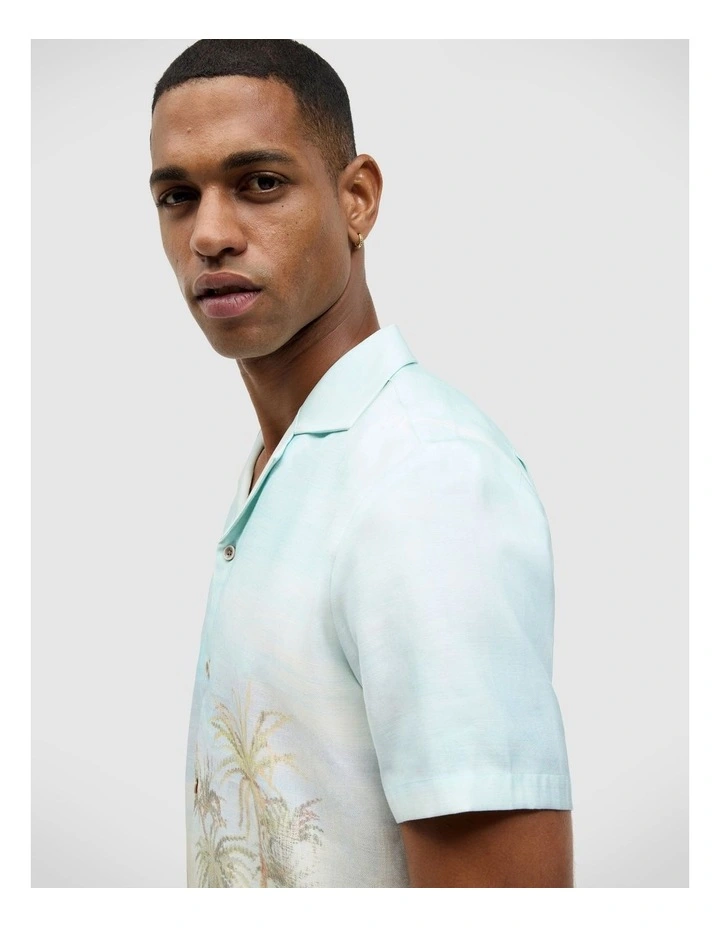Tropical Printed Short Sleeve Shirt in Light Blue image 6