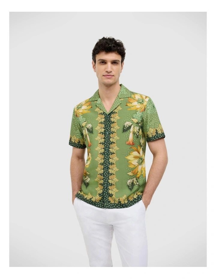 Resort Floral Short Sleeve Shirt in Green image 1