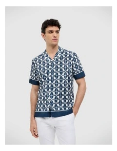 Chadwick Resort Geo Short Sleeve Shirt in Navy
