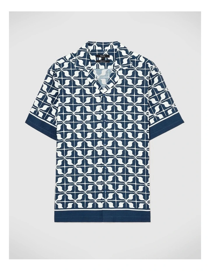 Chadwick Resort Geo Short Sleeve Shirt in Navy image 2