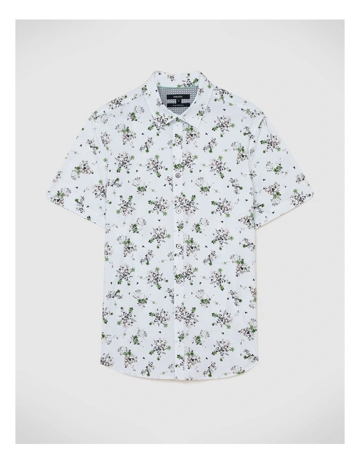 Bouquet Floral Short Sleeve Shirt in White image 2