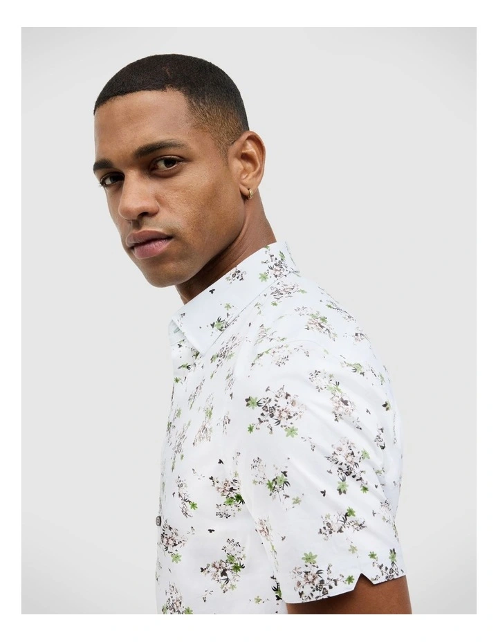Bouquet Floral Short Sleeve Shirt in White image 5
