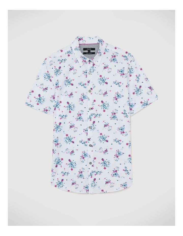 Bouquet Floral Short Sleeve Shirt in Magenta image 2