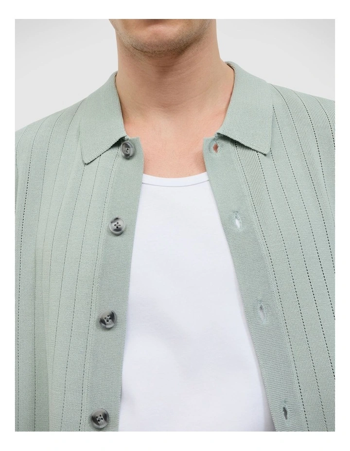 Stripe Knit Polo in Seafoam image 4